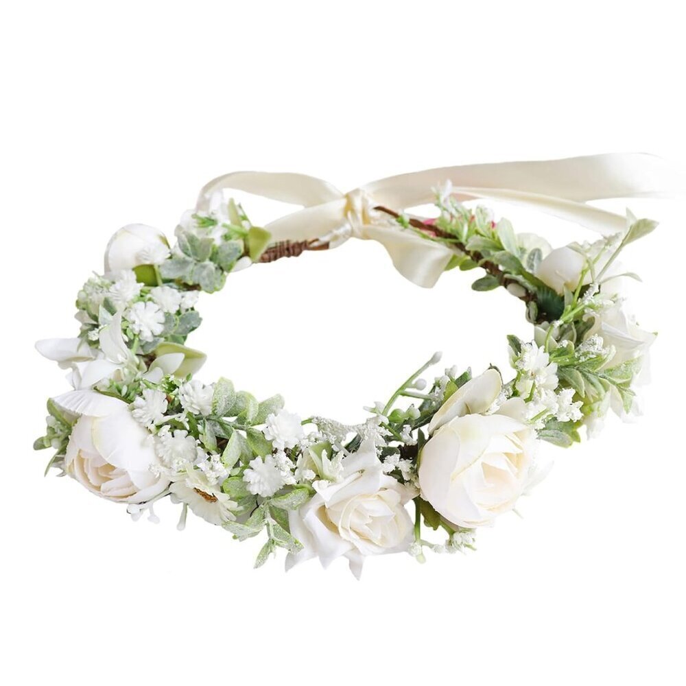 Women Floral Crown Wedding Headband Bridal Halo Costume Halloween Accessory